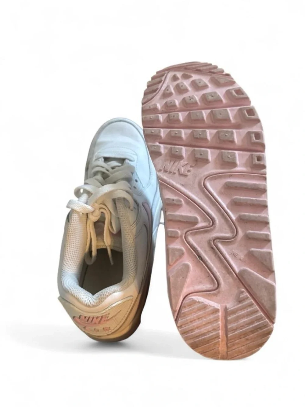 Nike Girl’s White Sneakers with Pink Swoosh Accent